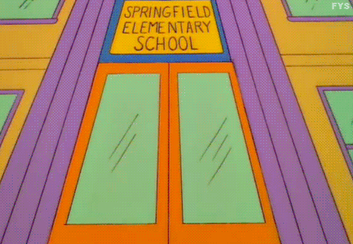 Children run out of the doors of Springfield Elementary School